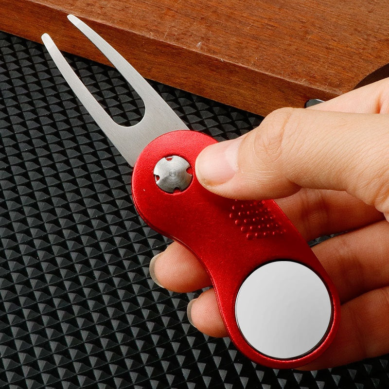 Premium Aluminum Folding Golf Divot Tool With Ball Marker