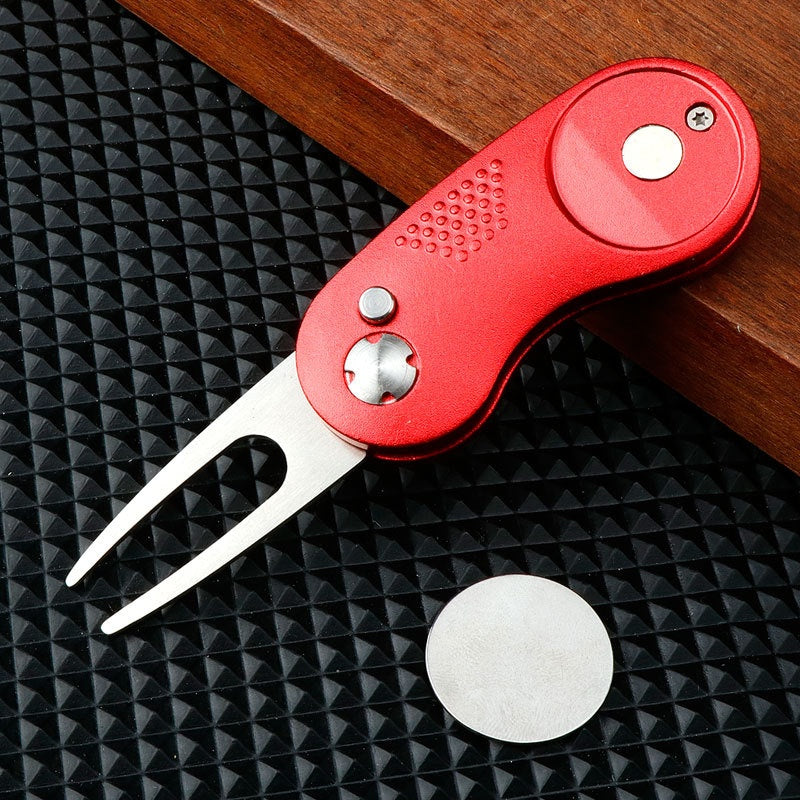 Premium Aluminum Folding Golf Divot Tool With Ball Marker